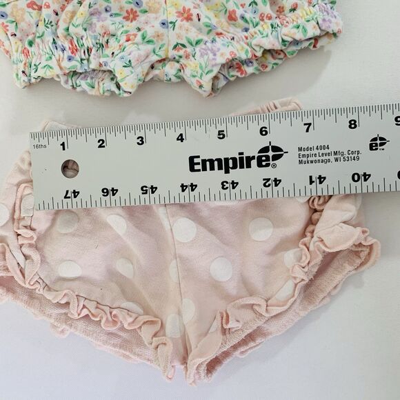 Shorts 2 Set Bundle Baby Girl 3-6 Months White Pink Floral Polka Dot Boho Preppy - Picture 7 of 8